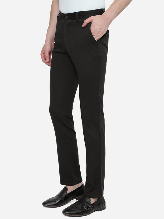 Black Solid Slim Fit Casual Trouser | Greenfibre