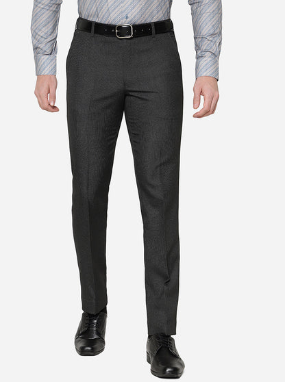 Black Solid Slim Fit Formal Trouser | Greenfibre