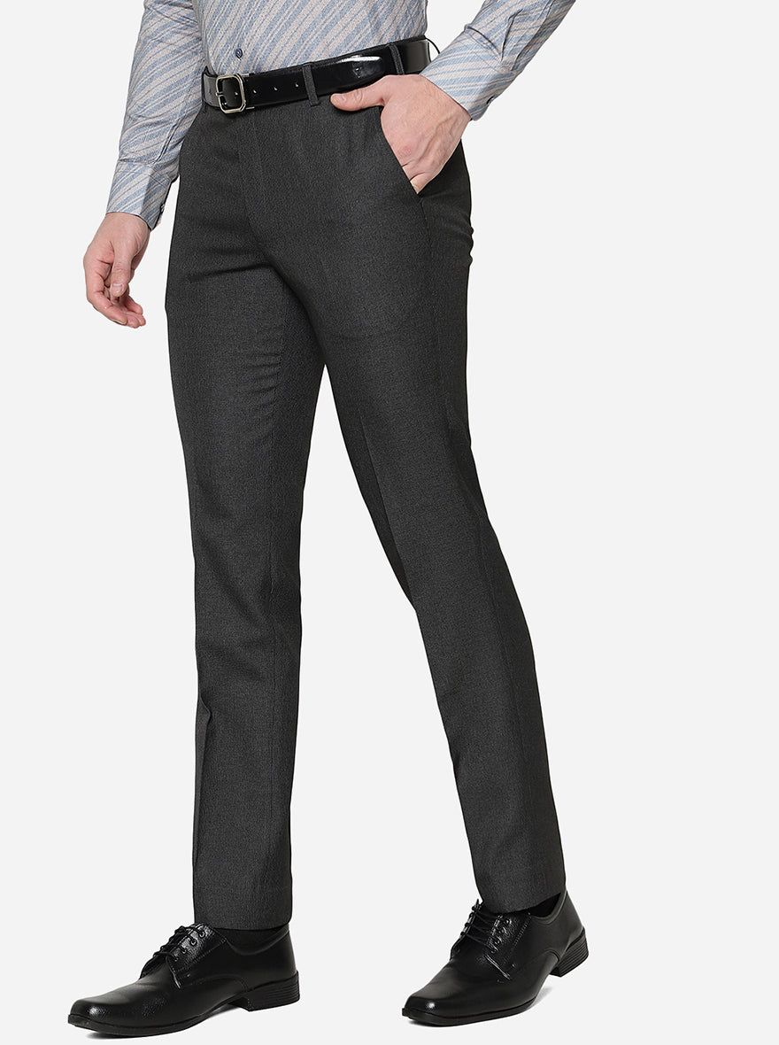 Black Solid Slim Fit Formal Trouser | Greenfibre