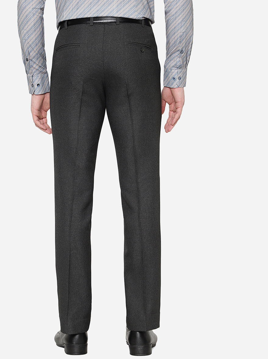 Black Solid Slim Fit Formal Trouser | Greenfibre