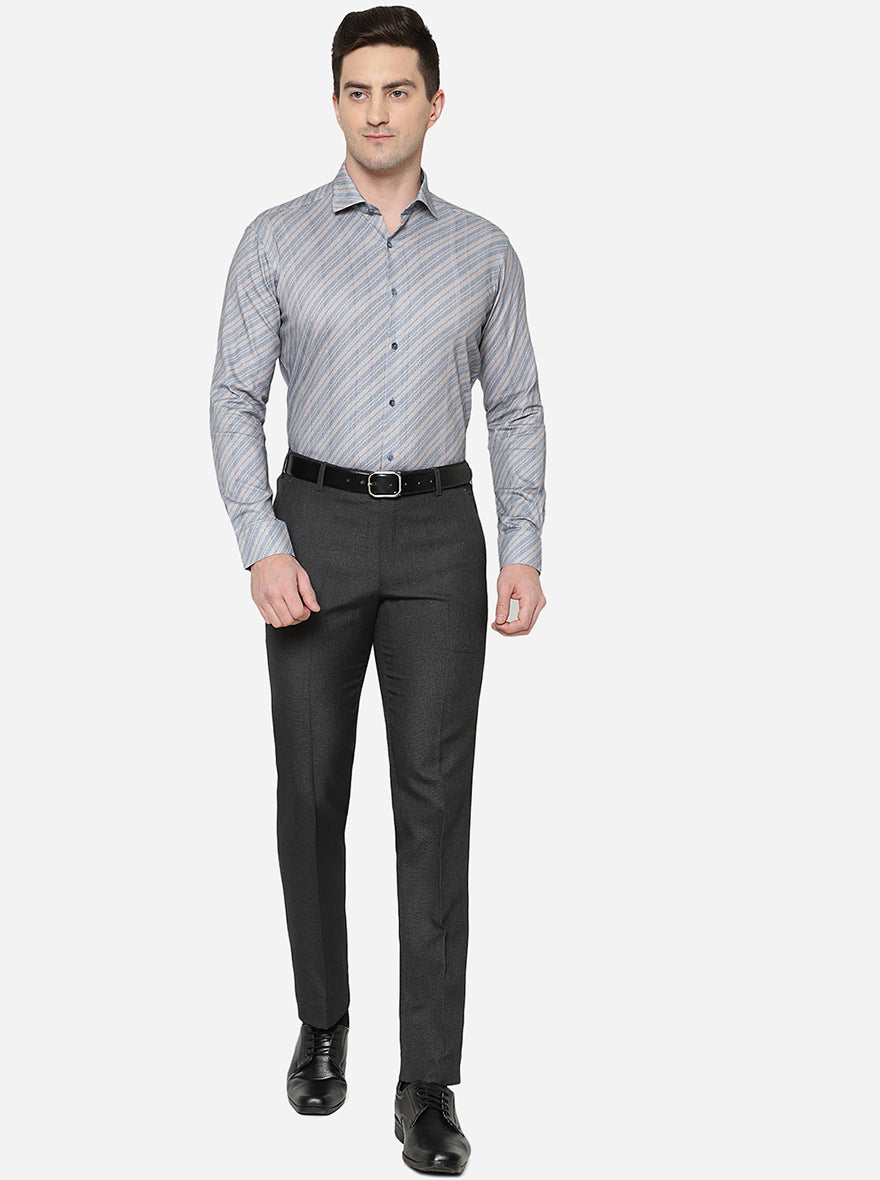 Black Solid Slim Fit Formal Trouser | Greenfibre