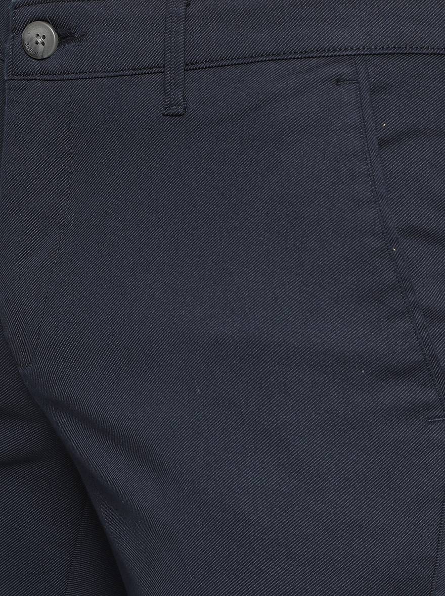 Navy Blue Solid Super Slim Fit Casual Trouser | Greenfibre