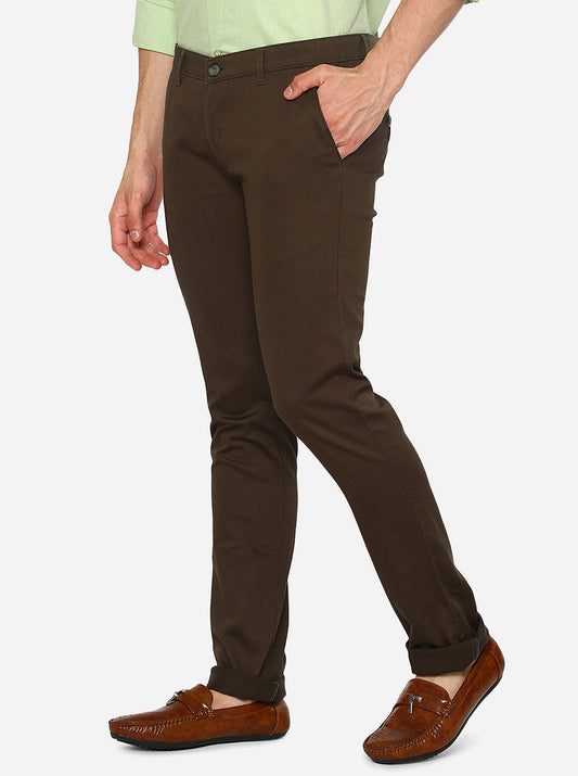 Dark Grey Solid Super Slim Fit Casual Trouser | Greenfibre