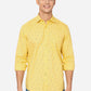 Lemon Yellow Printed Slim Fit Casual Shirt | Greenfibre