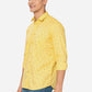 Lemon Yellow Printed Slim Fit Casual Shirt | Greenfibre