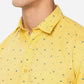 Lemon Yellow Printed Slim Fit Casual Shirt | Greenfibre