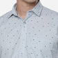 Light Grey Printed Slim Fit Casual Shirt | Greenfibre