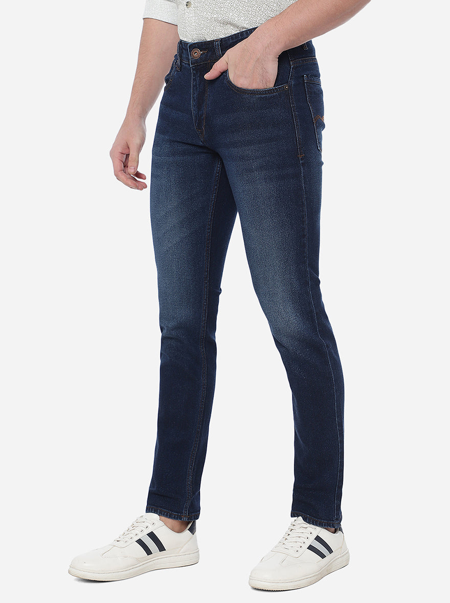 Denim Blue Washed Straight Fit Jeans | Greenfibre