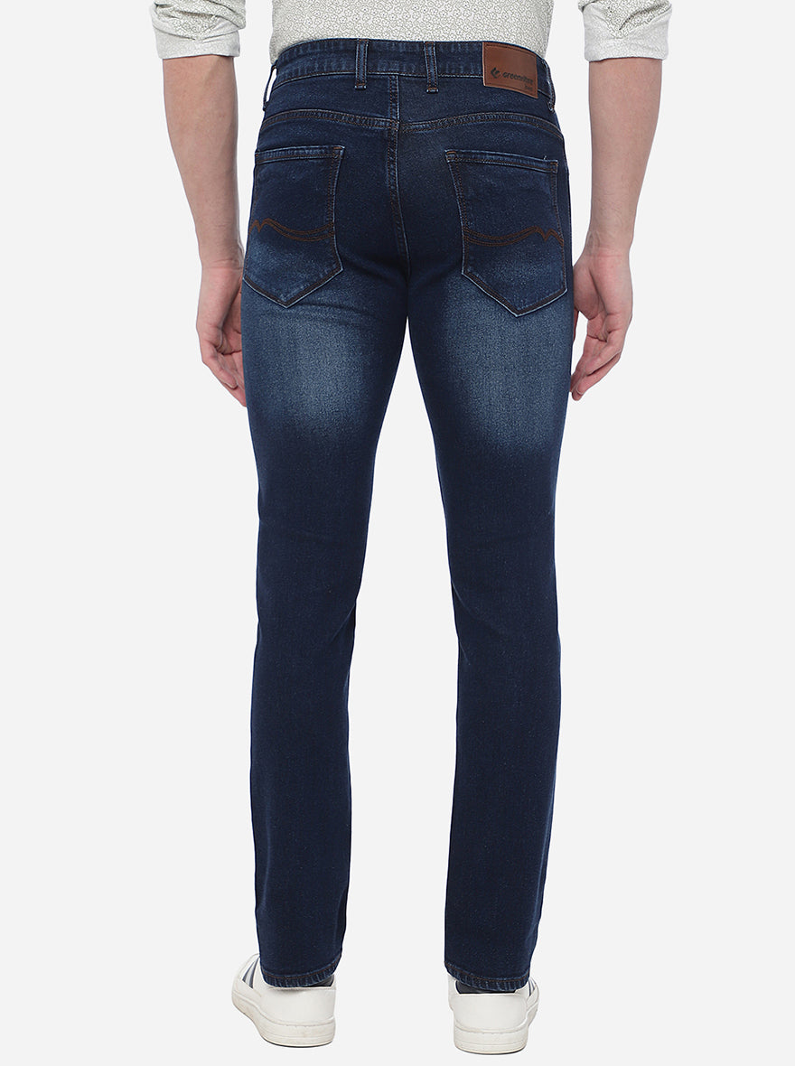 Denim Blue Washed Straight Fit Jeans | Greenfibre