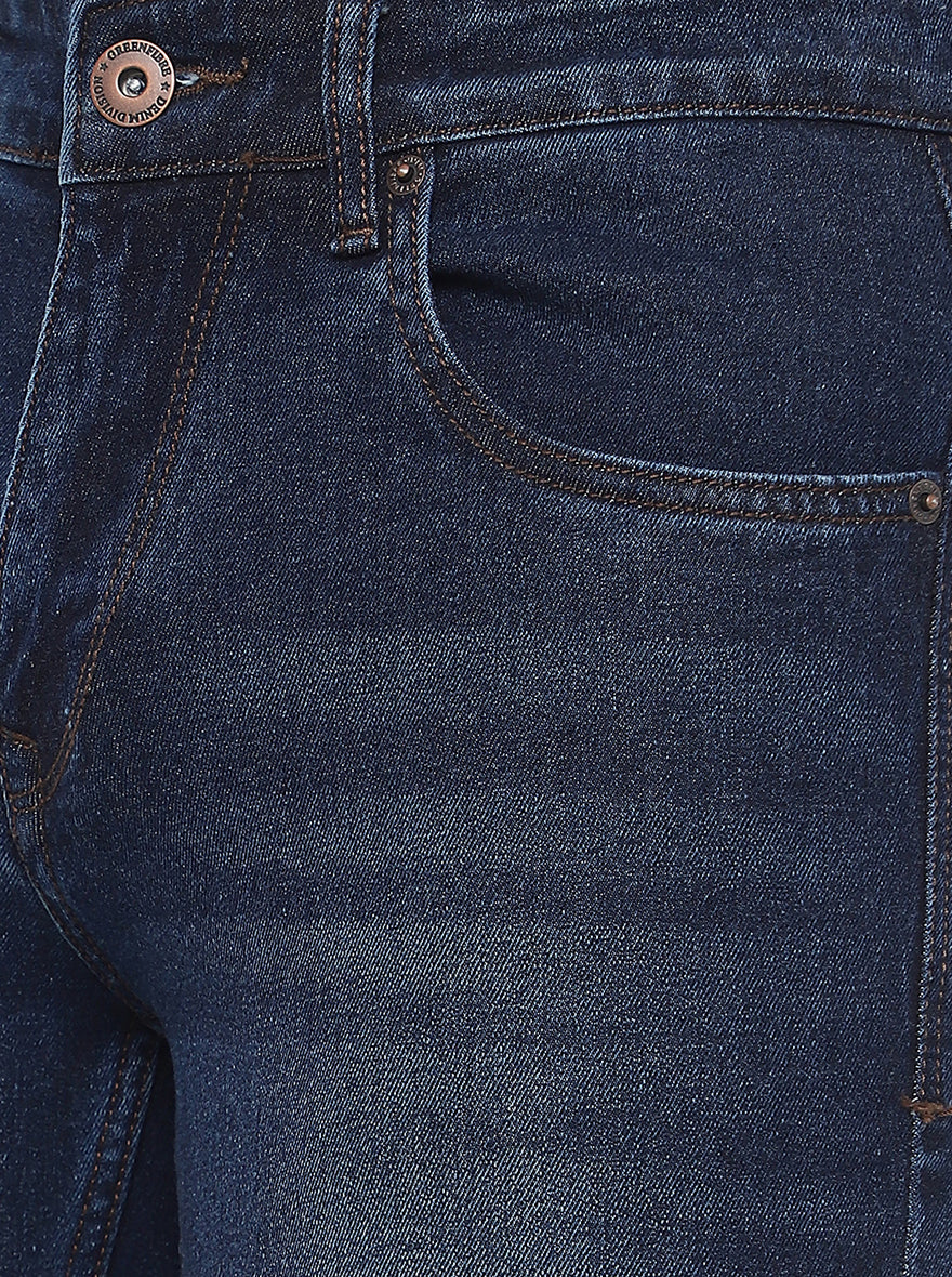 Denim Blue Washed Straight Fit Jeans | Greenfibre