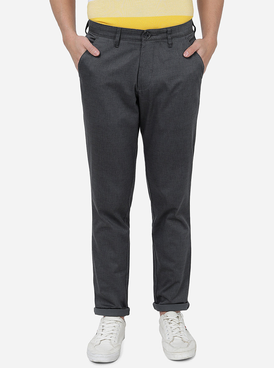 Grey Solid Neo Fit Casual Trouser | Greenfibre