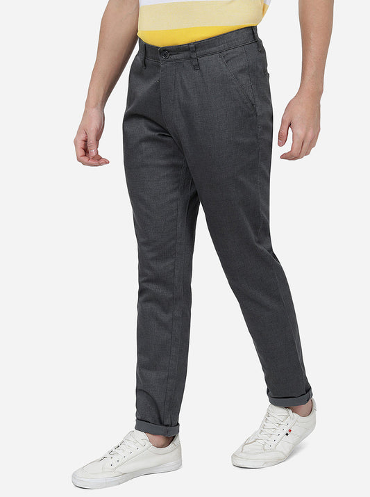 Grey Solid Neo Fit Casual Trouser | Greenfibre