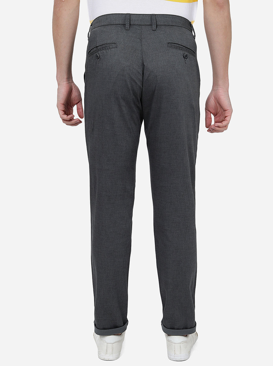 Grey Solid Neo Fit Casual Trouser | Greenfibre