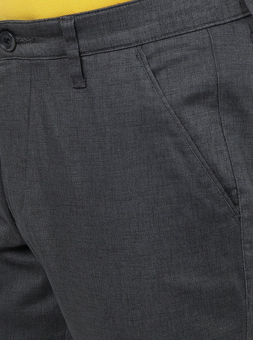 Grey Solid Neo Fit Casual Trouser | Greenfibre