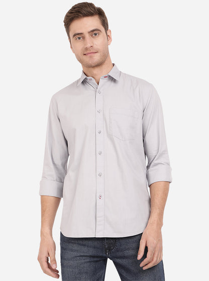 Dawn Grey Solid Slim Fit Casual Shirt | Greenfibre