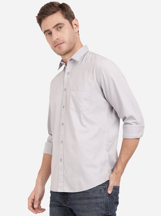 Dawn Grey Solid Slim Fit Casual Shirt | Greenfibre