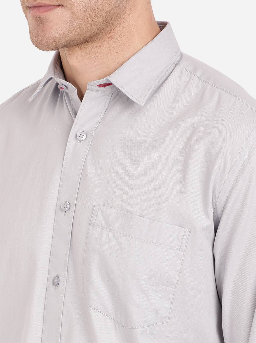 Dawn Grey Solid Slim Fit Casual Shirt | Greenfibre