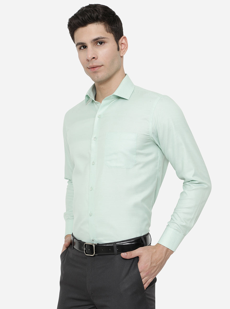 Pale Mint Dobby Slim Fit Formal Shirt | Greenfibre