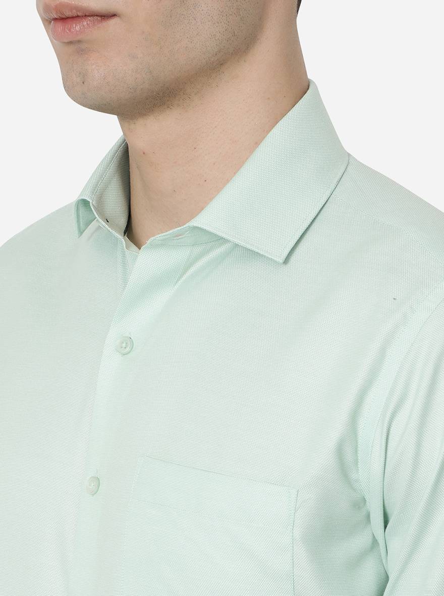 Pale Mint Dobby Slim Fit Formal Shirt | Greenfibre