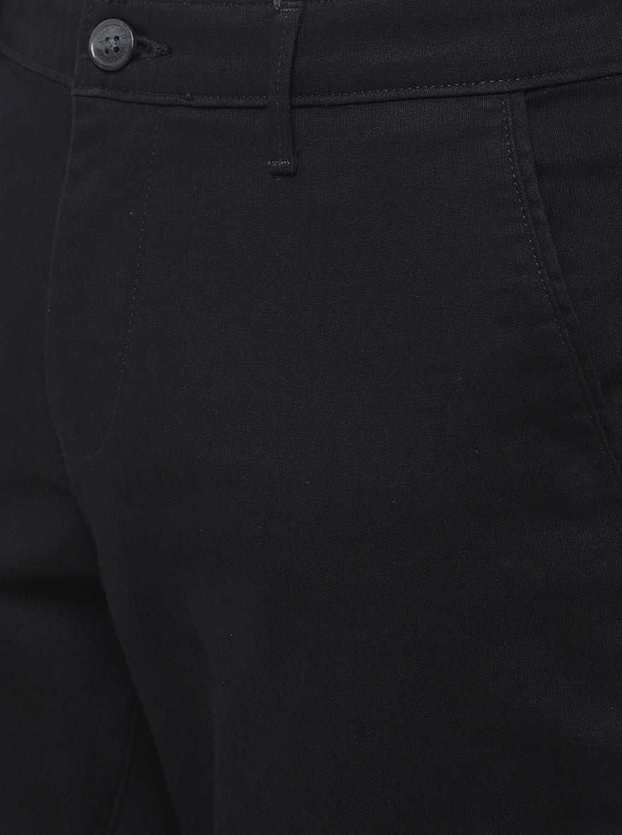 Black Solid Neo Fit Casual Trouser | Greenfibre