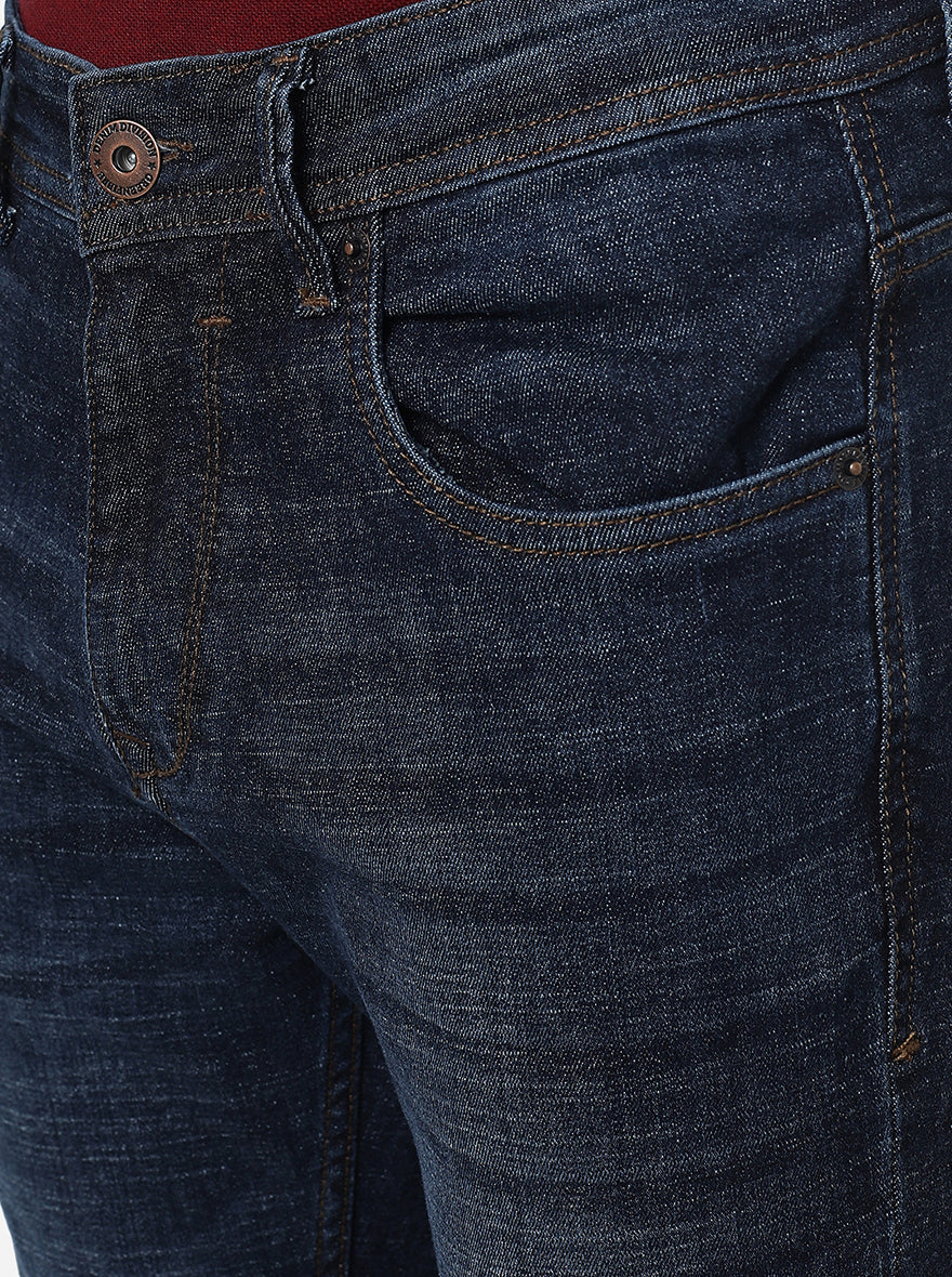 Indigo Blue Washed Slim Fit Jeans | Greenfibre