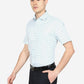 Light Blue Checked Slim Fit Formal Shirt | Greenfibre