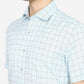 Light Blue Checked Slim Fit Formal Shirt | Greenfibre