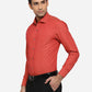 Coral Orange Solid Slim Fit Formal Shirt | Greenfibre