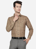 Brown Printed Slim Fit Party Wear Shirt | Greenfibre