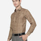 Brown Printed Slim Fit Party Wear Shirt | Greenfibre