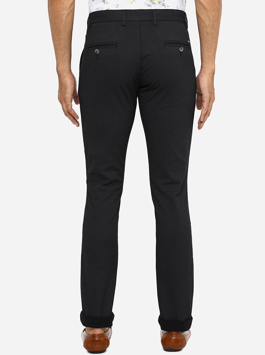 Black Solid Super Slim Fit Casual Trouser | Greenfibre