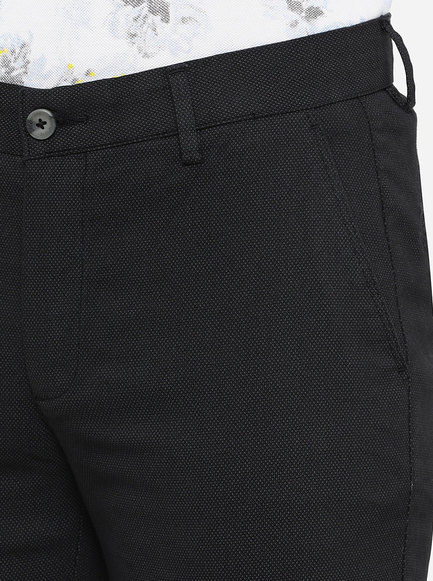 Black Solid Super Slim Fit Casual Trouser | Greenfibre