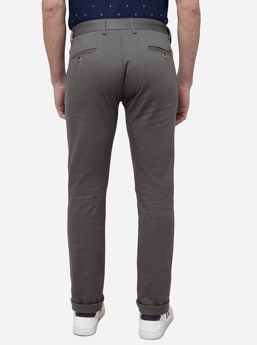 Light Grey Solid Super Slim Fit Casual Trouser | Greenfibre