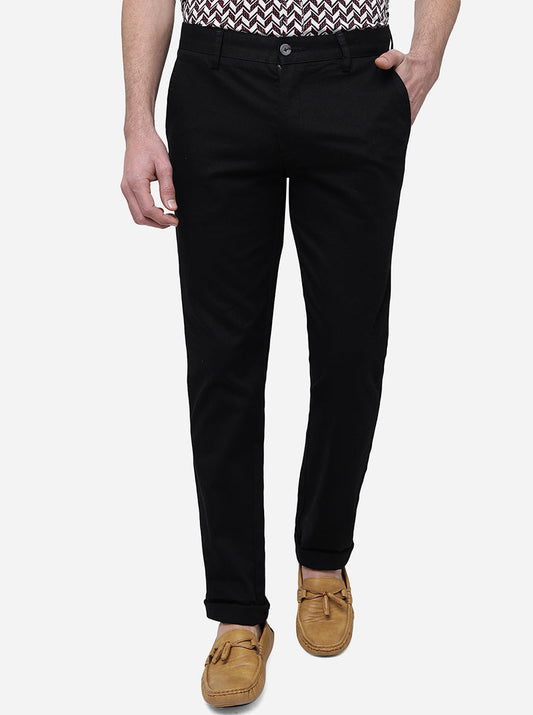 Black Solid Super Slim Fit Casual Trouser | Greenfibre