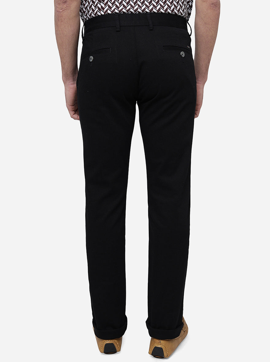 Black Solid Super Slim Fit Casual Trouser | Greenfibre