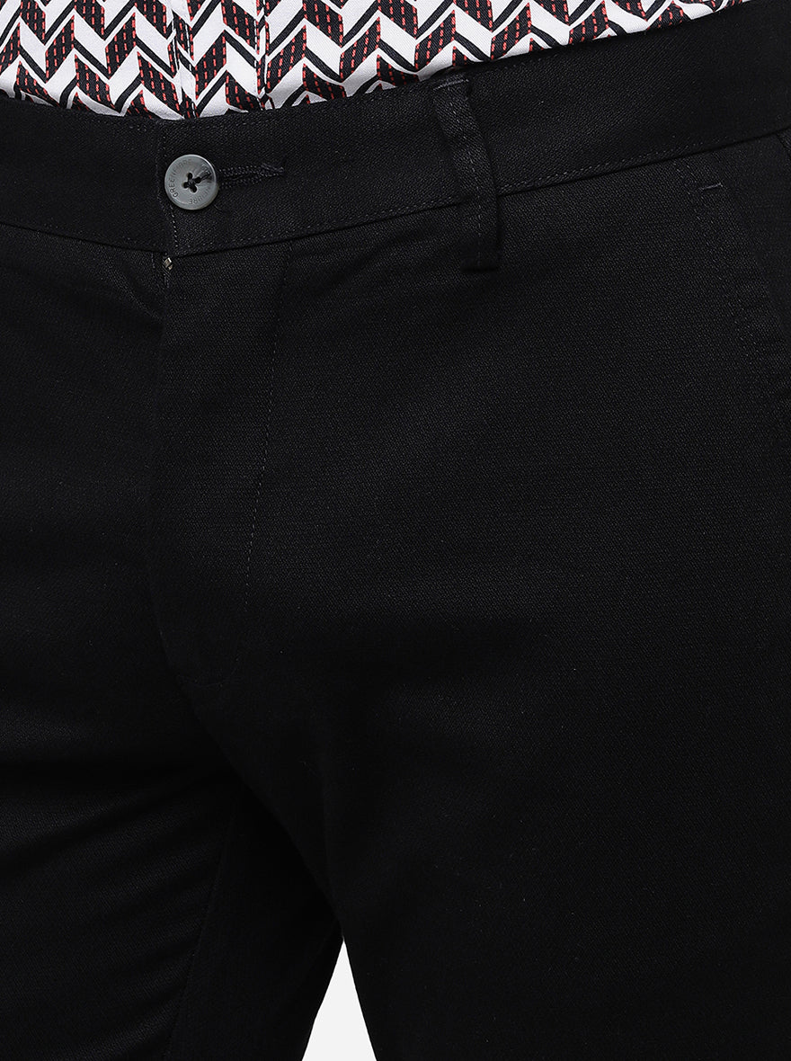 Black Solid Super Slim Fit Casual Trouser | Greenfibre