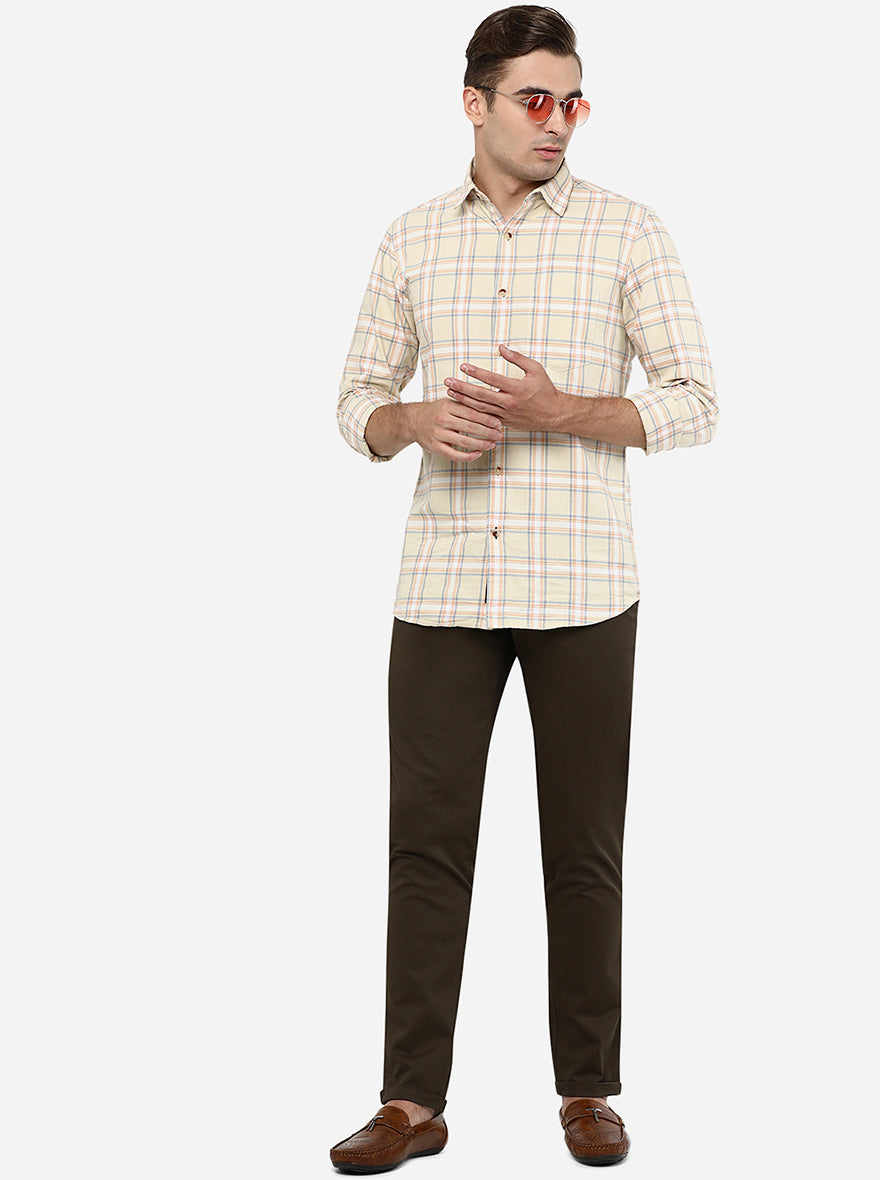 Brown Solid Neo Fit Casual Trouser | Greenfibre