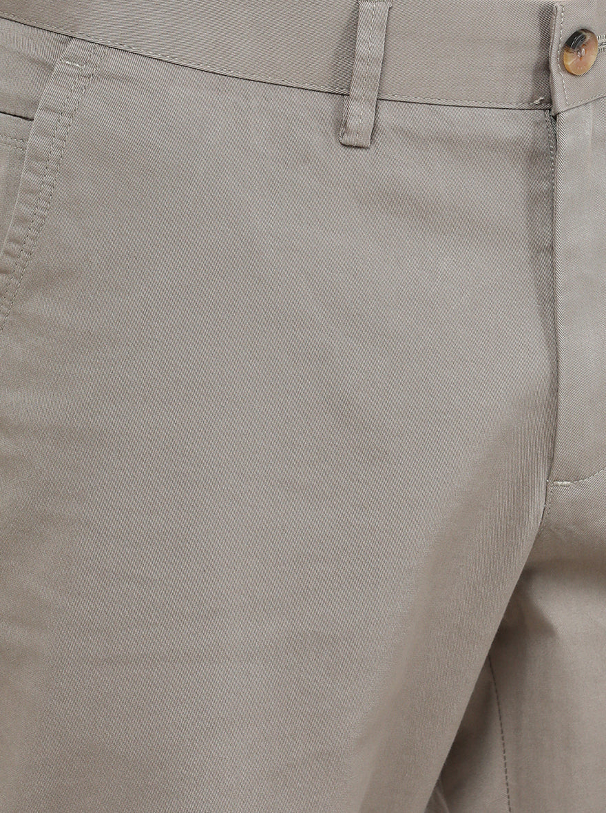 Light Grey Solid Slim Fit Casual Trouser | Greenfibre