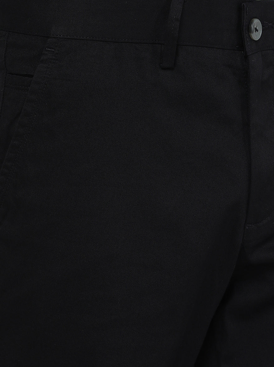 Black Solid Slim Fit Casual Trouser | Greenfibre