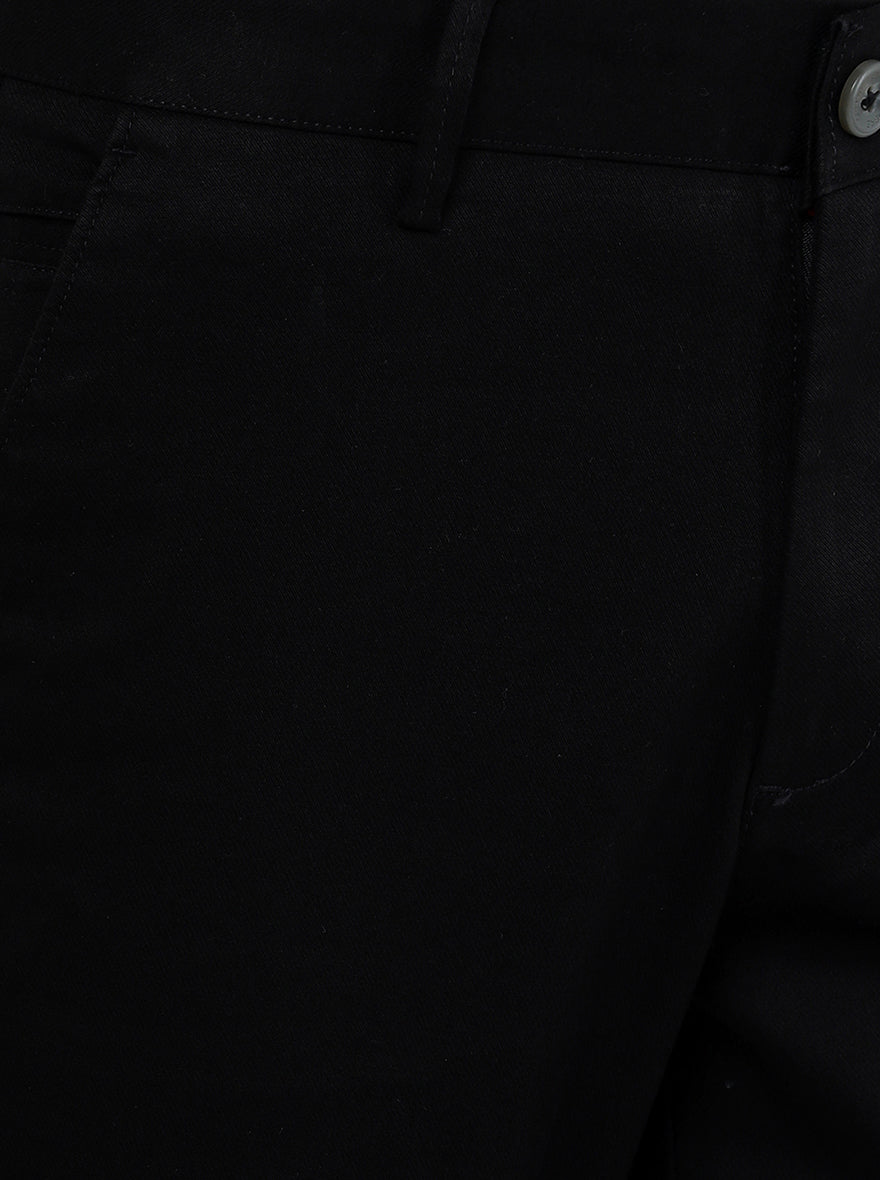 Black Solid Slim Fit Casual Trouser | Greenfibre