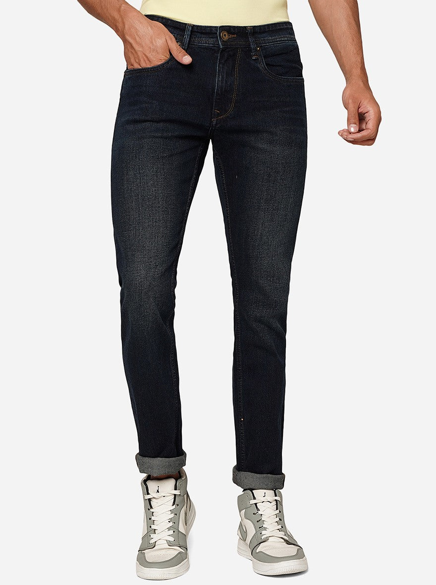 Dark Blue Washed Narrow Fit Jeans | Greenfibre