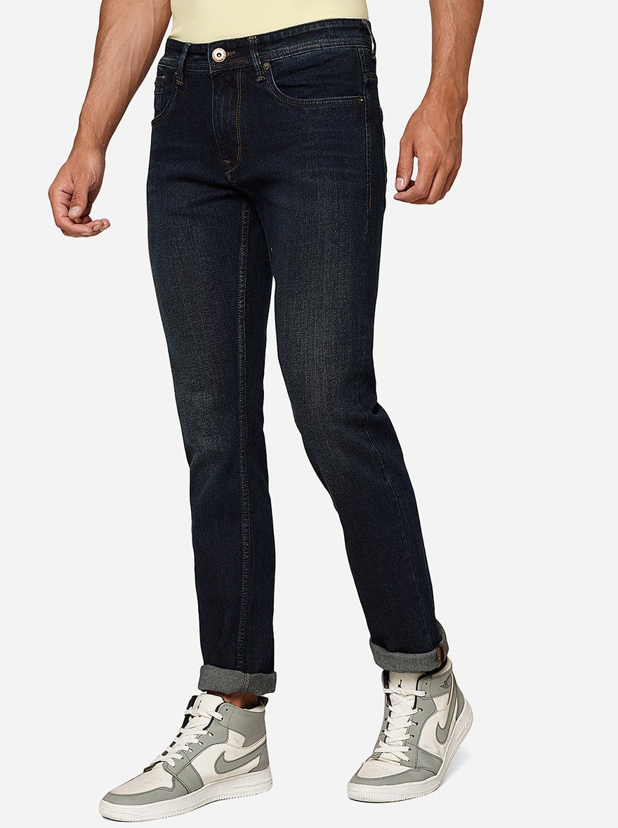 Dark Blue Washed Narrow Fit Jeans | Greenfibre