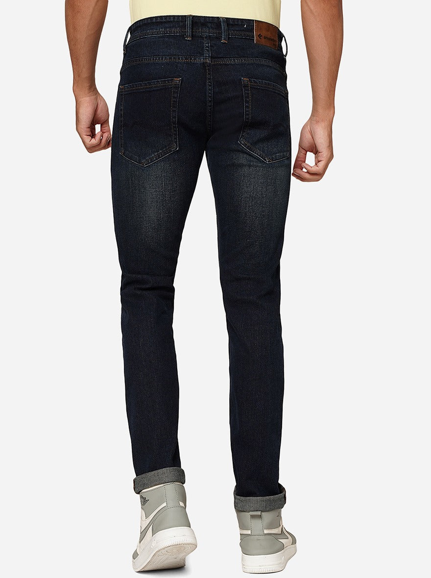 Dark Blue Washed Narrow Fit Jeans | Greenfibre