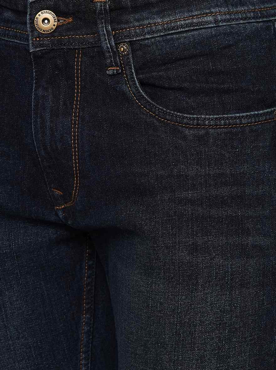 Dark Blue Washed Narrow Fit Jeans | Greenfibre