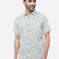 Off White Printed Slim Fit Semi Casual Shirt | Greenfibre