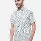 Off White Printed Slim Fit Semi Casual Shirt | Greenfibre