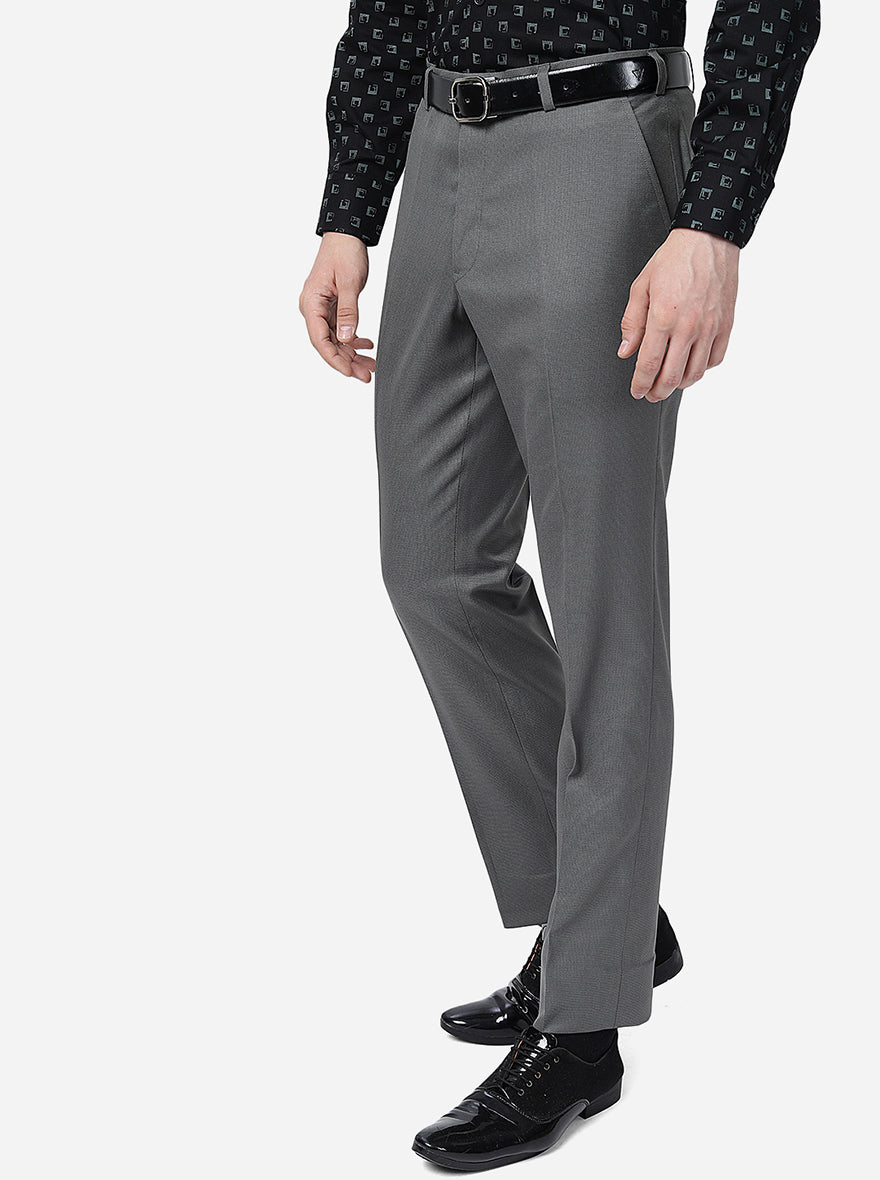 Grey Solid Classic Fit Formal Trouser | Greenfibre