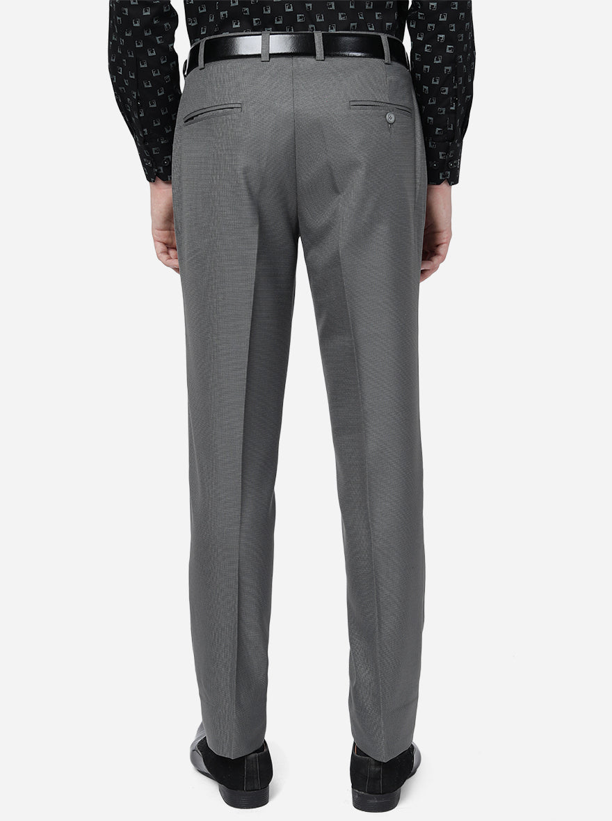 Grey Solid Classic Fit Formal Trouser | Greenfibre