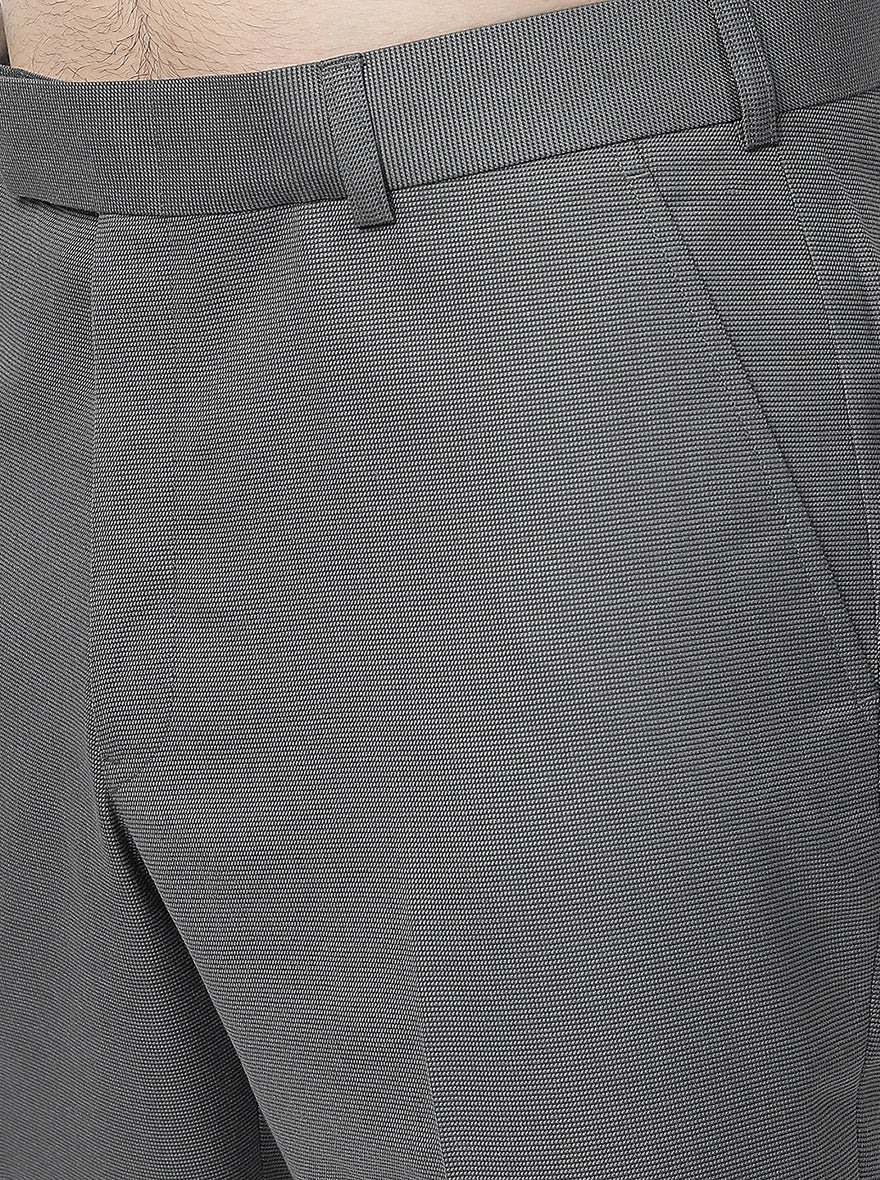 Grey Solid Classic Fit Formal Trouser | Greenfibre