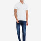 White & Blue Printed Slim Fit Polo T-Shirt | Greenfibre